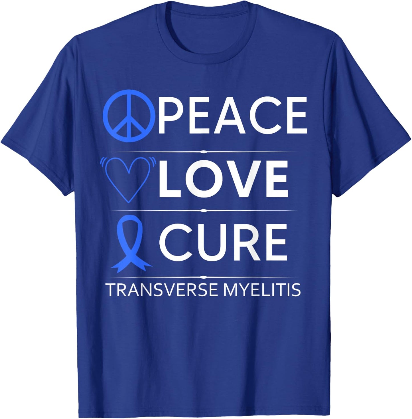 Transverse Myelitis Awareness Spine Warrior Blue Ribbon T-Shirt - T-Shirt | Royal