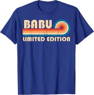 BABU Surname Retro Vintage 80s 90s Birthday Reunion T-Shirt - T-Shirt | Royal