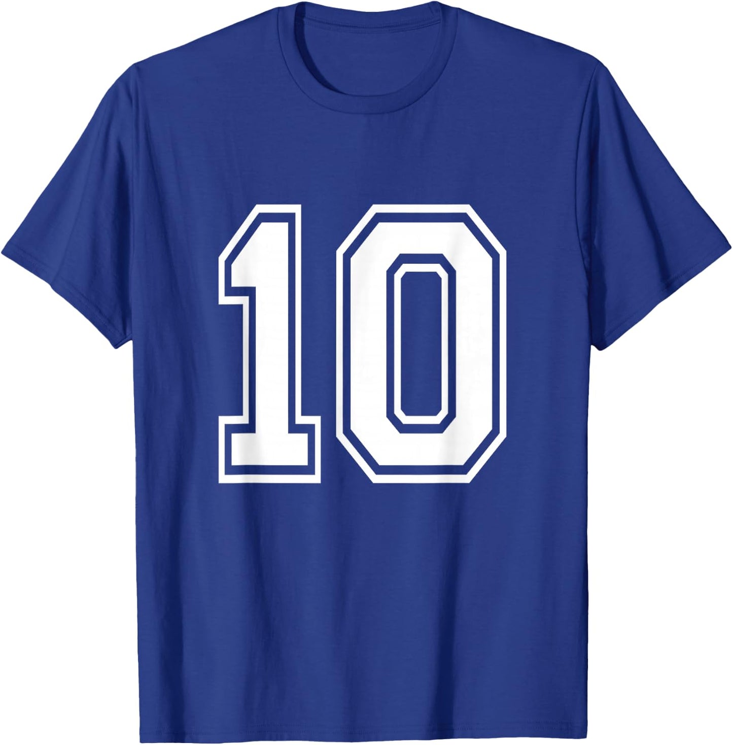Number 10 Front + Back Varsity Sports Team 10th Birthday T-Shirt - T-Shirt | Royal