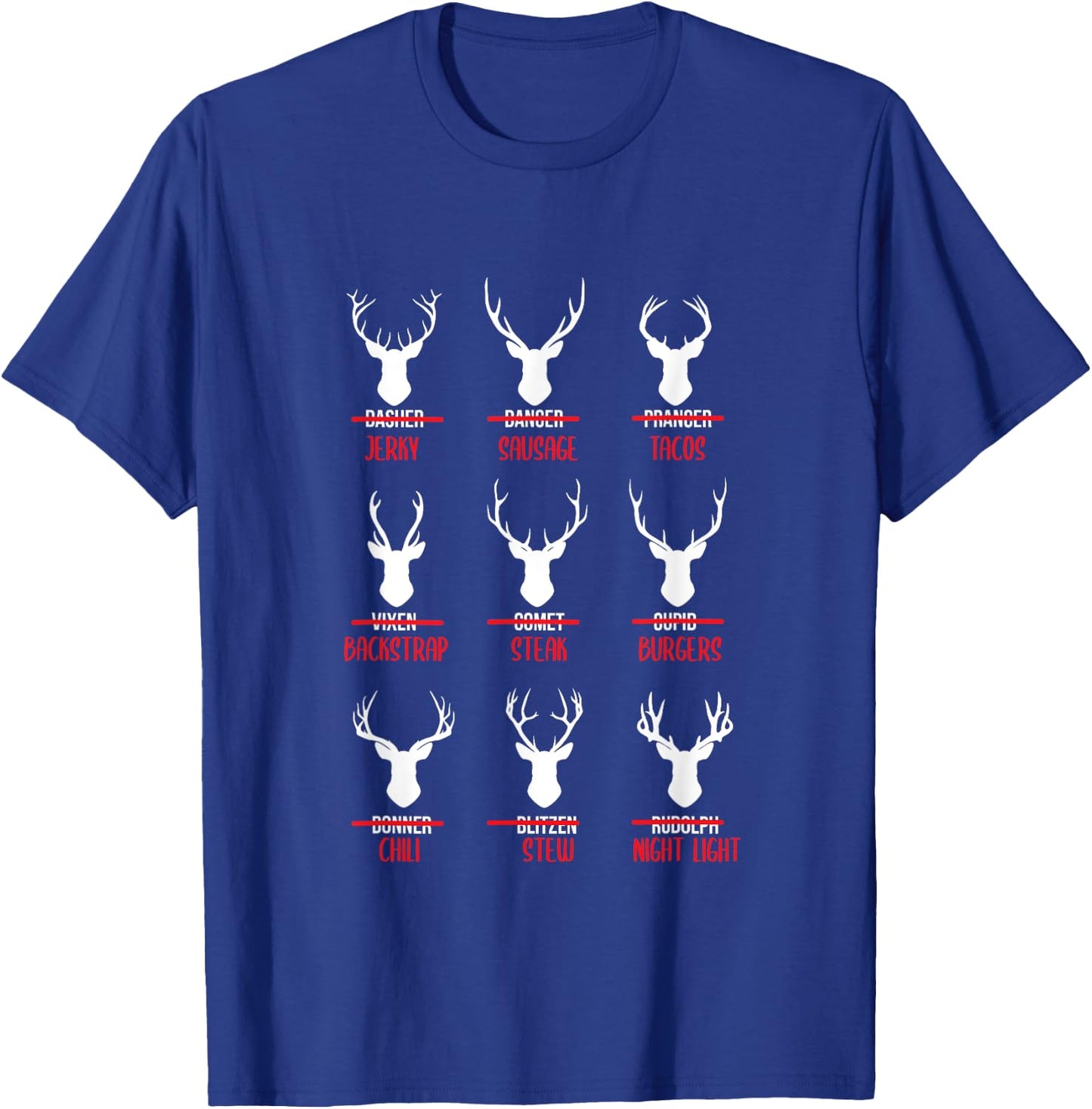 Funny Christmas Santa Reindeer List Pajamas for Deer Hunters T-Shirt - T-Shirt | Royal