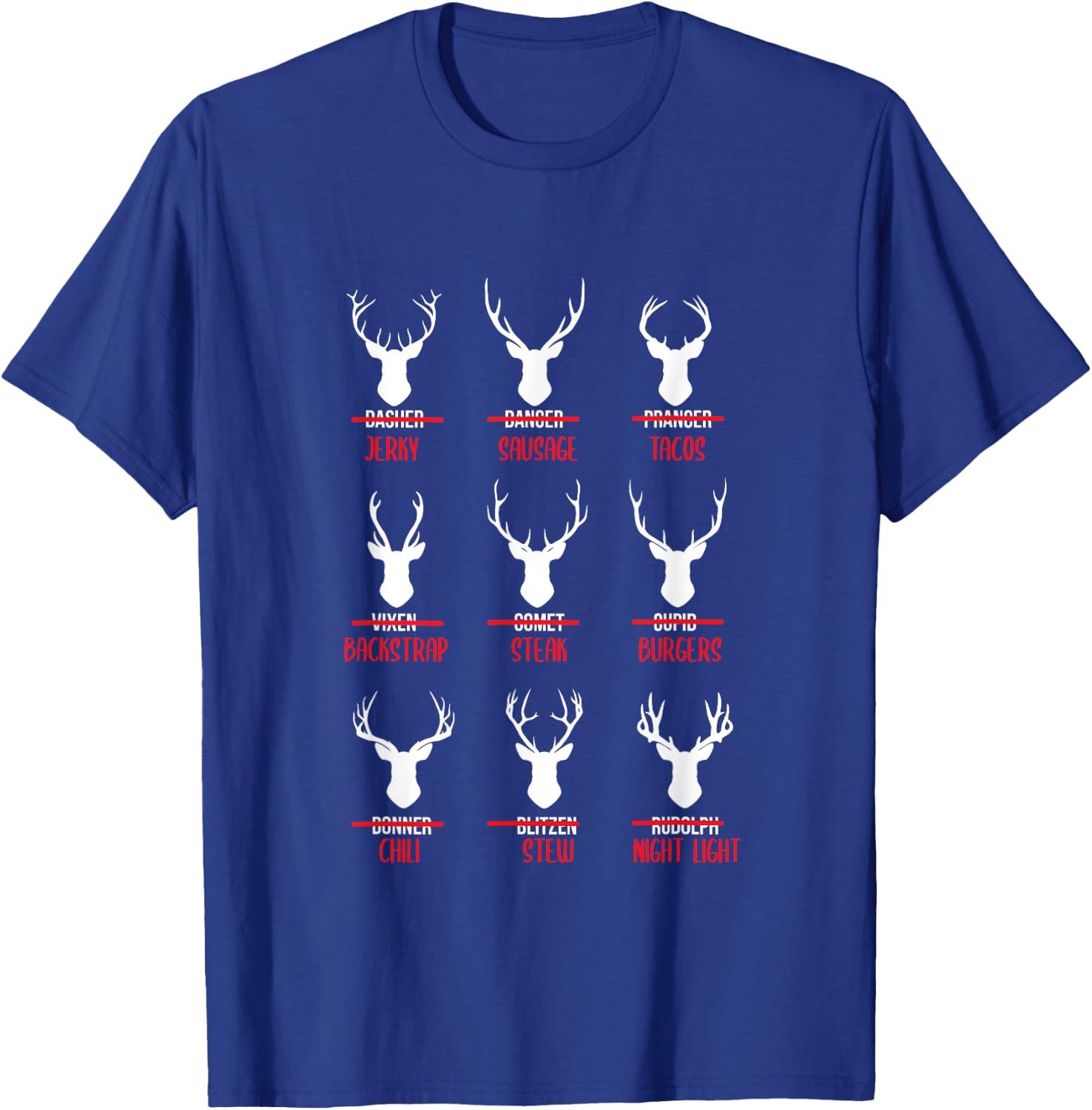 Funny Christmas Santa Reindeer List Pajamas for Deer Hunters T-Shirt - T-Shirt | Royal