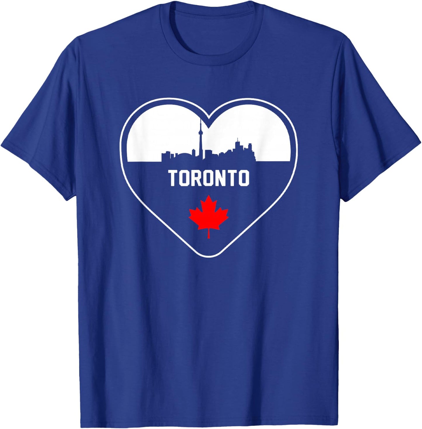 Love Toronto City Skyline and Maple Leaf Outline In Heart T-Shirt - T-Shirt | Royal