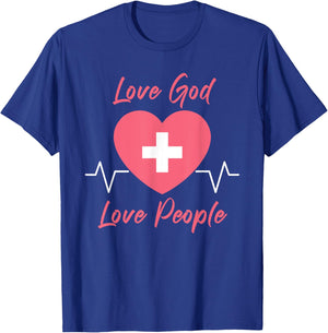Nurse Christian Faith Gospel Women – Love GOD Love People T-Shirt - T-Shirt | Royal