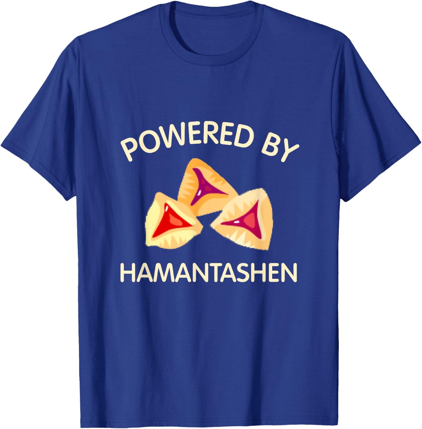 Powered By Hamantashen Happy Purim Costume Party Jewish T-Shirt - T-Shirt | Royal