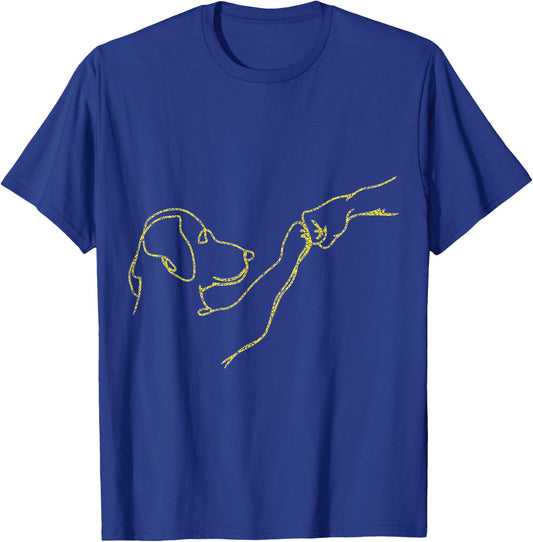 Dog And People Punch Hand Dog Friendship Fist Bump Dog's Paw T-Shirt - T-Shirt | Royal
