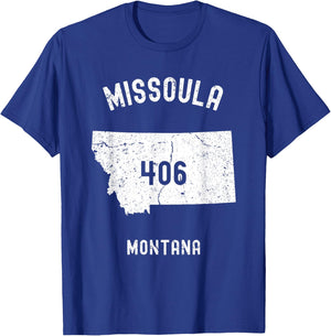 Missoula Montana MT 406 Vintage Athletic Style T-Shirt - T-Shirt | Royal