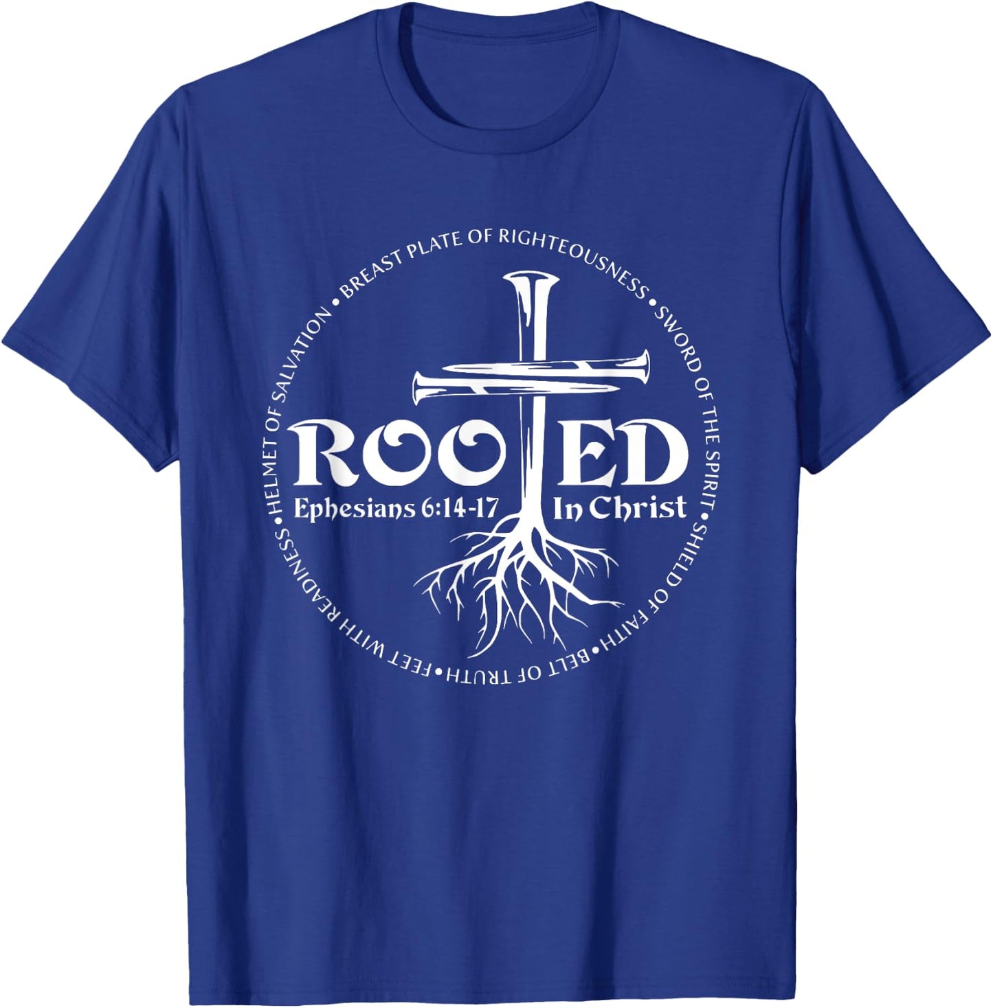 Rooted In Christ, Man Of Faith, Cross Nails T-Shirt - T-Shirt | Royal