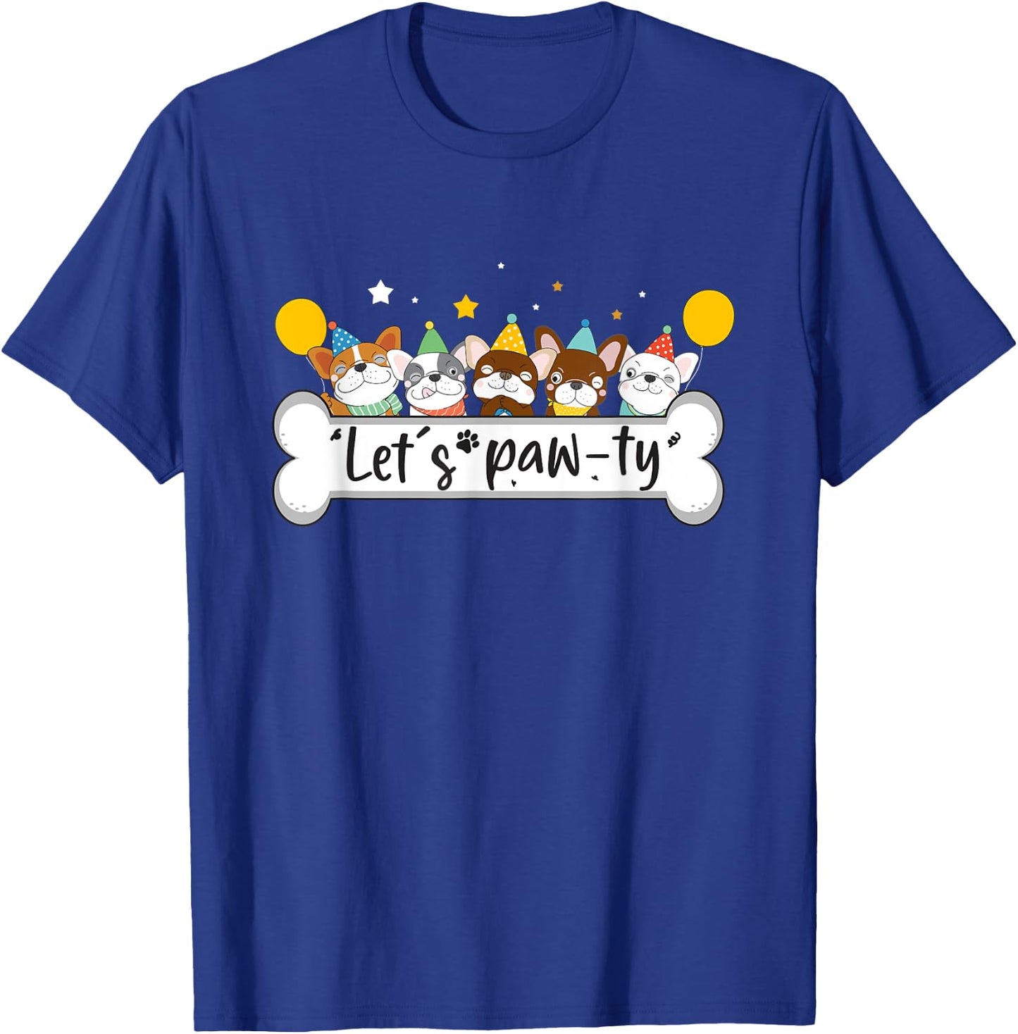 Dog Mom Birthday Dog Bday Boy Girl Let's Pawty Birthday T-Shirt - T-Shirt | Royal