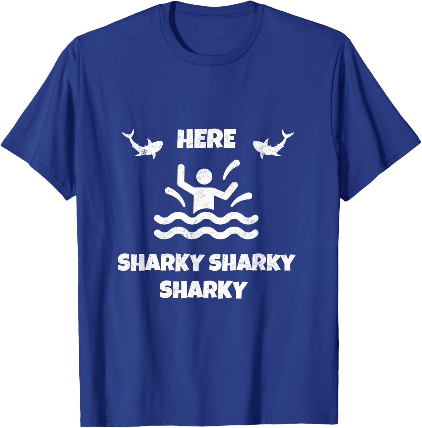 Here Sharky Sharky Fisherman Shark Deep Sea Fishing Angler T-Shirt - T-Shirt | Royal
