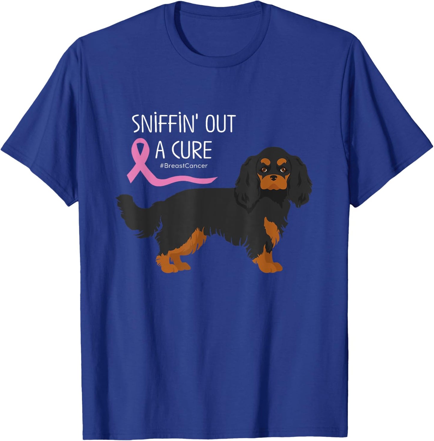 Cavalier King Charles Spaniel Lover Breast Cancer Awareness T-Shirt - T-Shirt | Royal