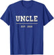 Uncle Est. 2020 Funny Sports Year Established Uncle Retro T-Shirt - T-Shirt | Royal