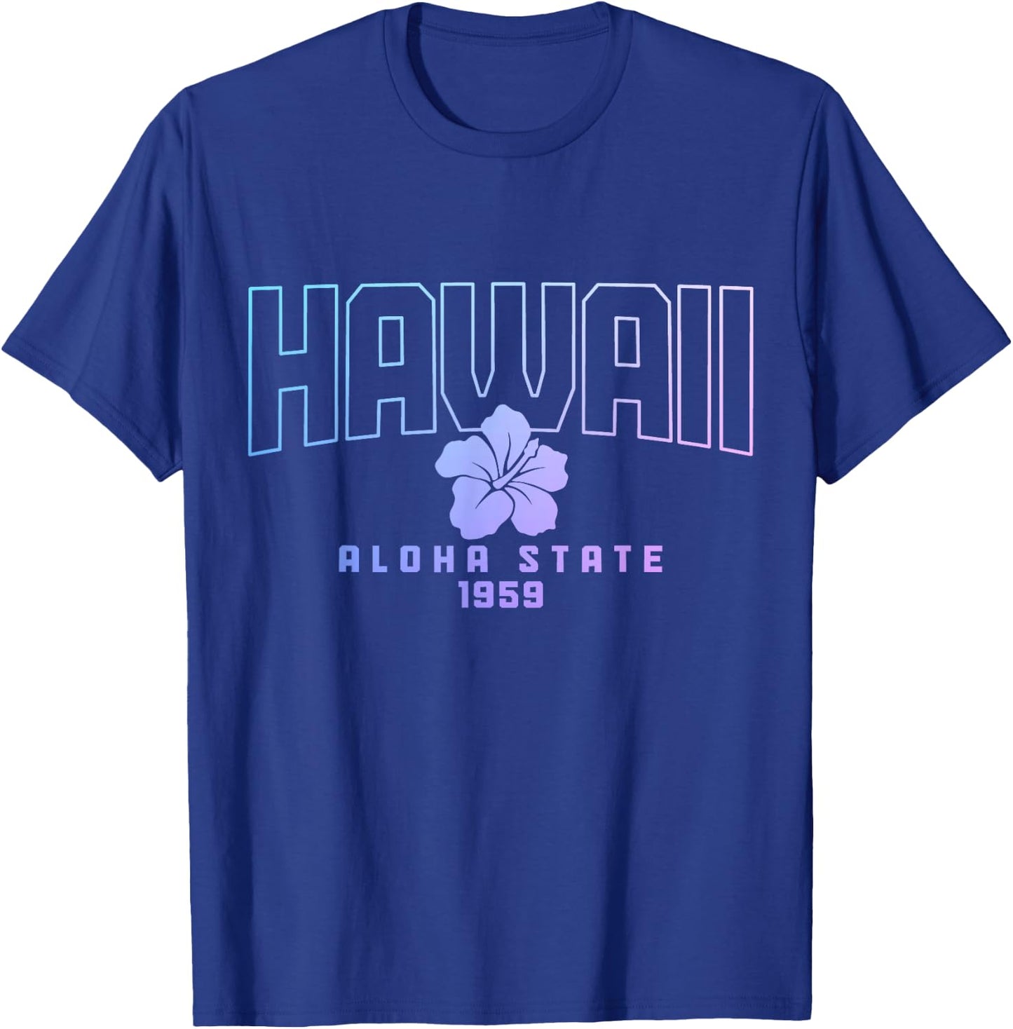 Hawaii Aloha State Hibiscus Surf Surfer Maui Kauai Hawaiian T-Shirt - T-Shirt | Royal