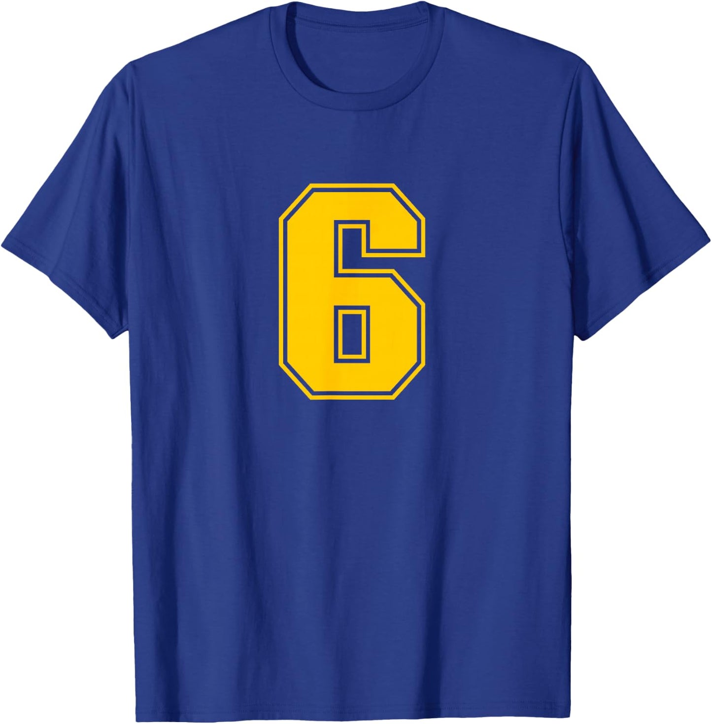 Yellow Sports Team Number #6 T-Shirt - T-Shirt | Royal