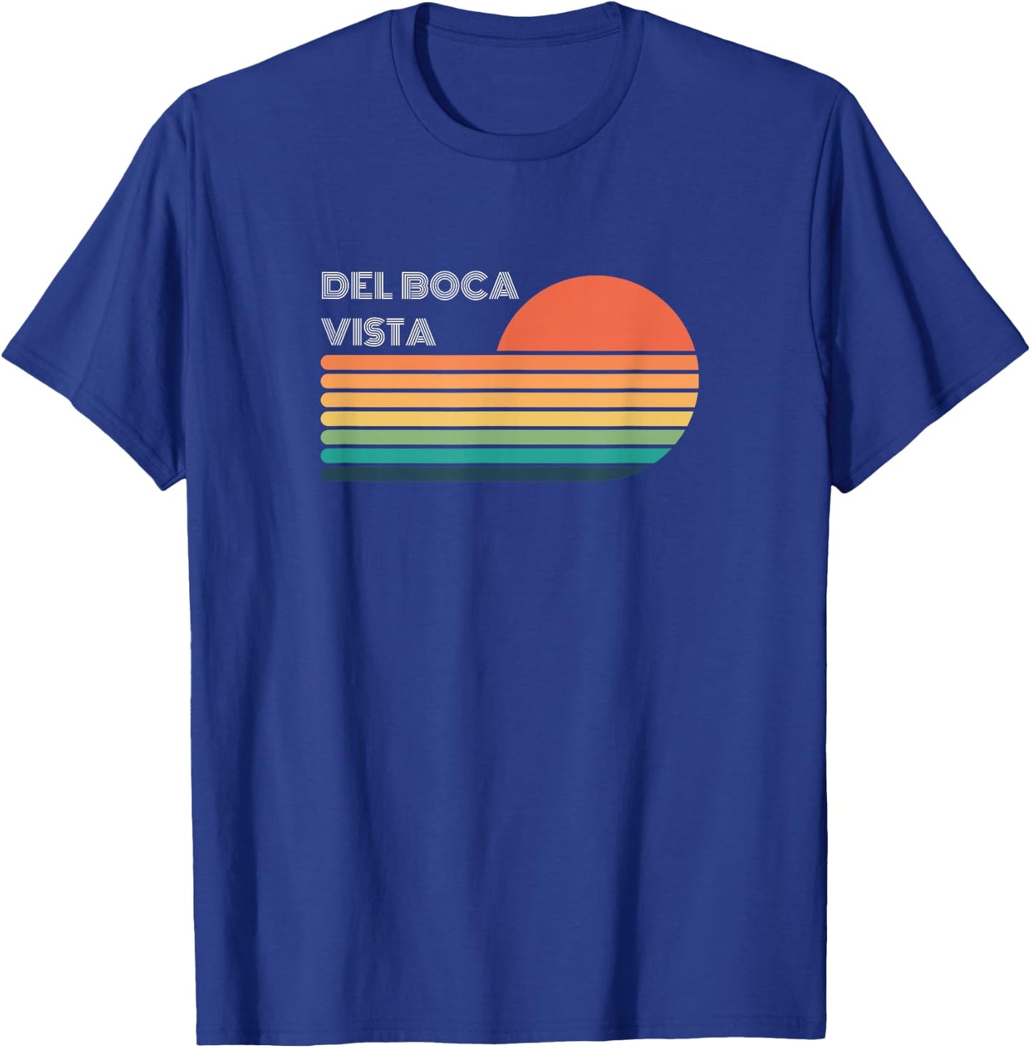 Del Boca Vista Retro Sunset Funny T-Shirt - T-Shirt | Royal