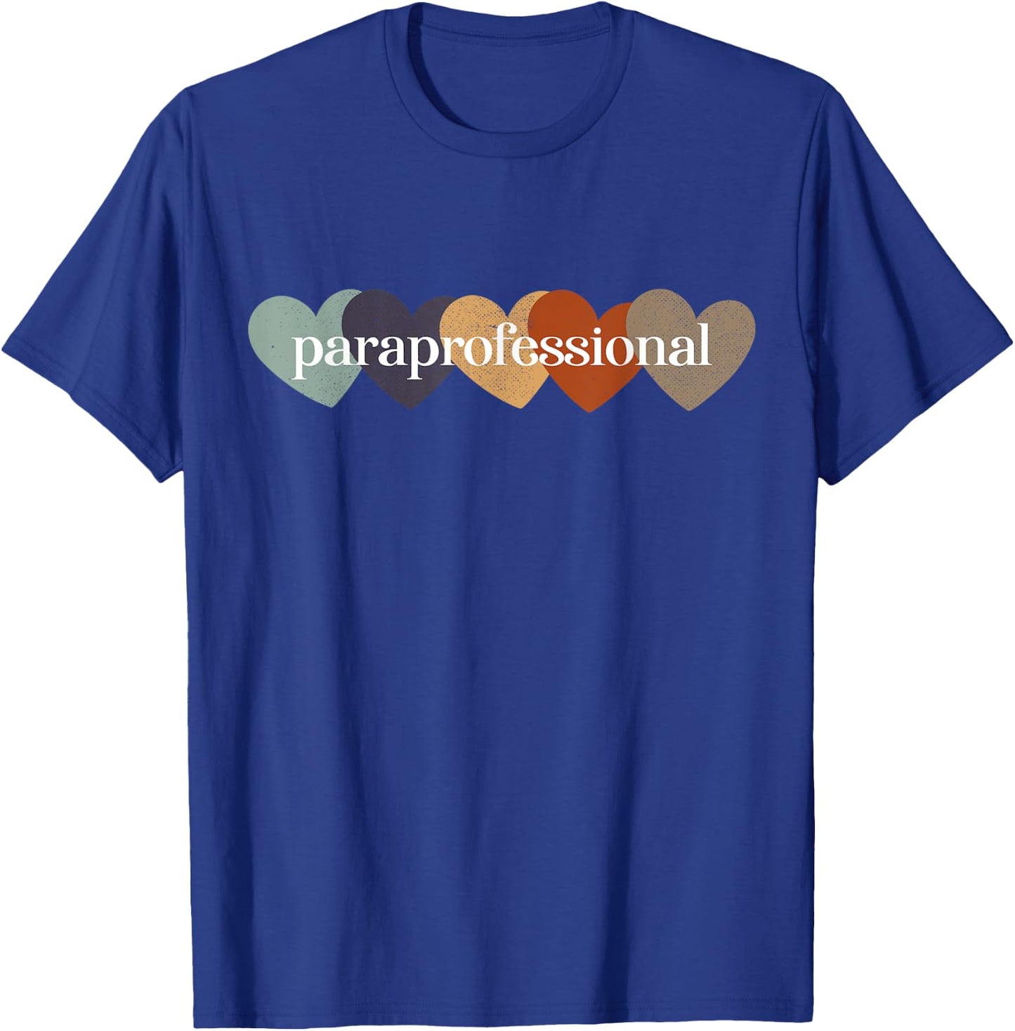 Paraprofessional Teacher Hearts Back to School Teach Rainbow Men Women Kids T-Shirt - T-Shirt | Royal