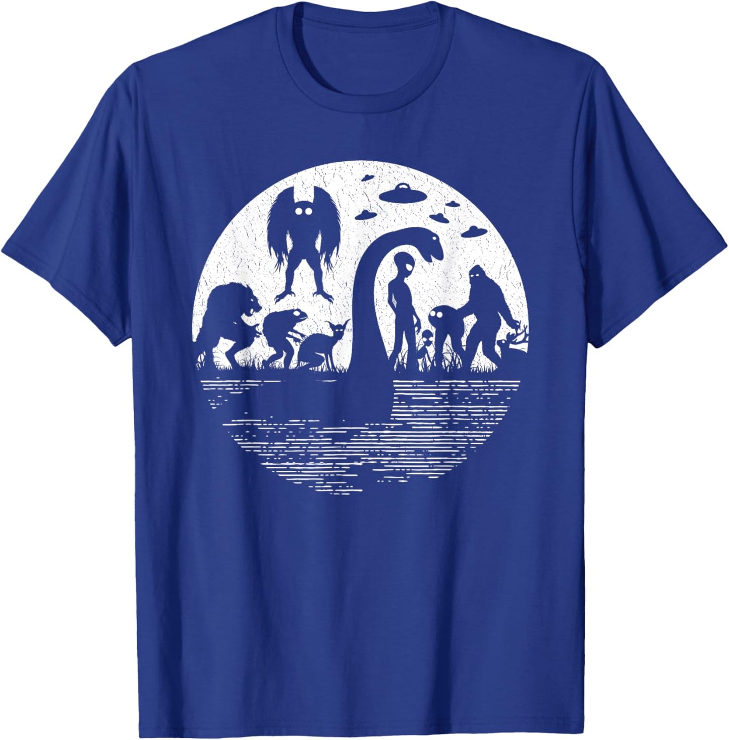 Bigfoot Loch Ness Monster Mothman And Aliens! Funny Cryptid T-Shirt - T-Shirt | Royal