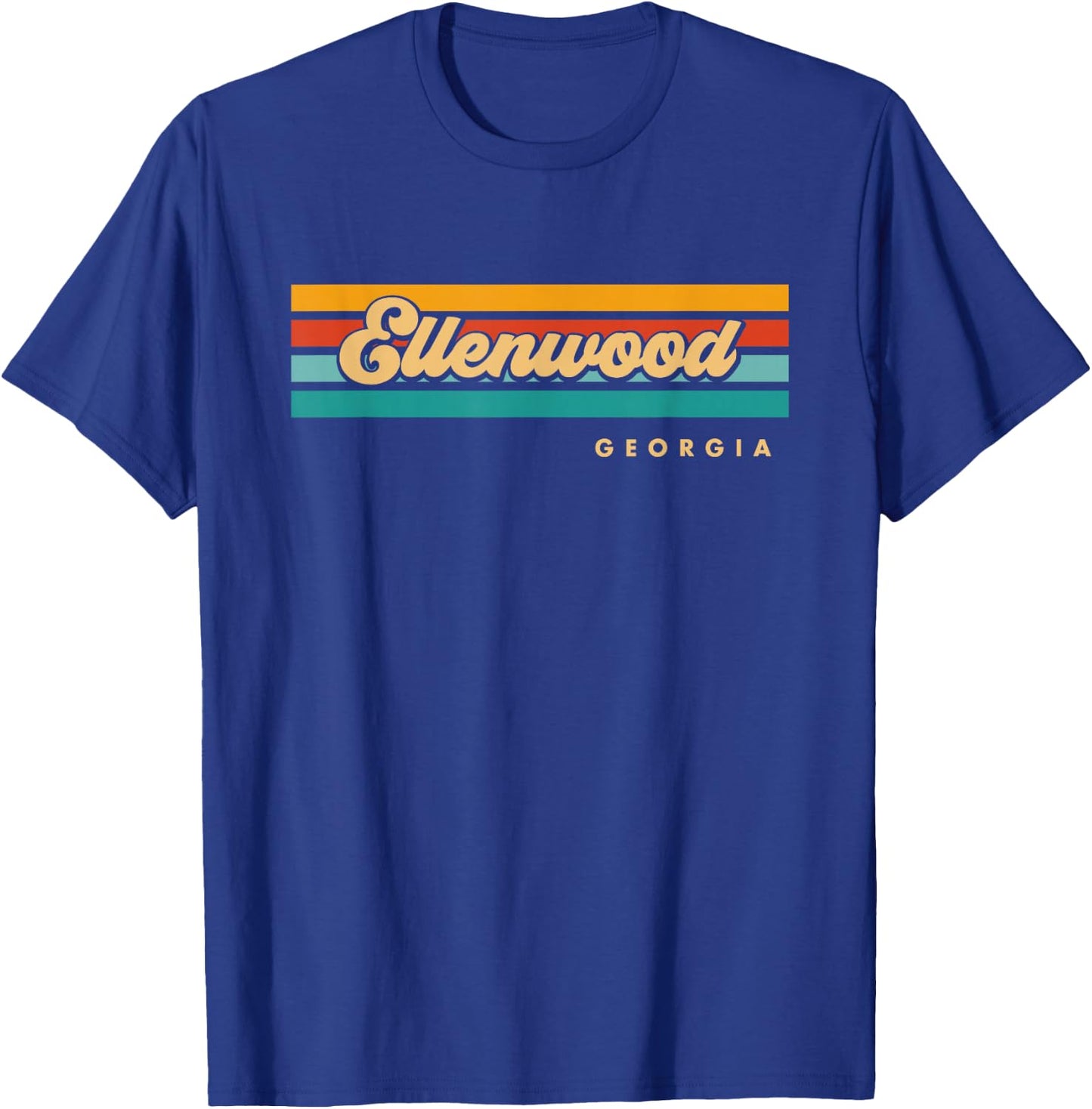 Vintage Sunset Stripes Ellenwood, Georgia T-Shirt - T-Shirt | Royal