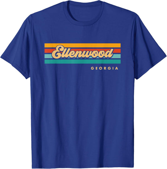 Vintage Sunset Stripes Ellenwood, Georgia T-Shirt - T-Shirt | Royal