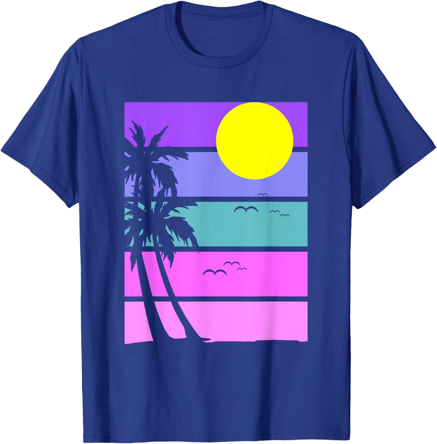 Retro 80s Aesthetic Palm Trees 1990s Tropical Vaporwave T-Shirt - T-Shirt | Royal