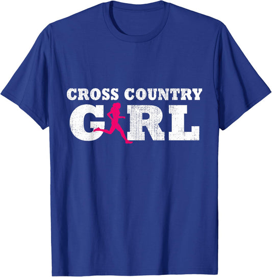 Cross Country Girl Runner Silhouette Sport Gift T-Shirt - T-Shirt | Royal