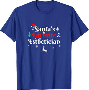 Santa's Favorite Esthetician Christmas Xmas Holiday Season T-Shirt - T-Shirt | Royal