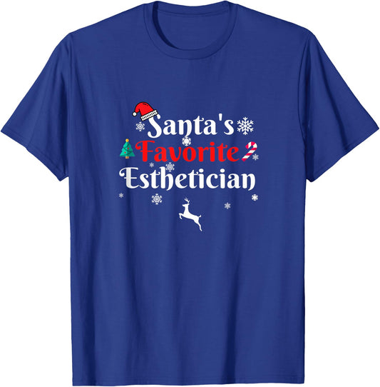 Santa's Favorite Esthetician Christmas Xmas Holiday Season T-Shirt - T-Shirt | Royal