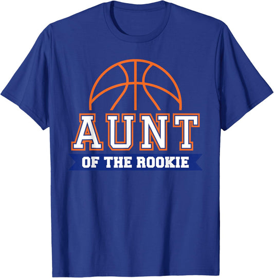 Aunt of Rookie 1st Birthday Basketball Theme Matching Party T-Shirt - T-Shirt | Royal