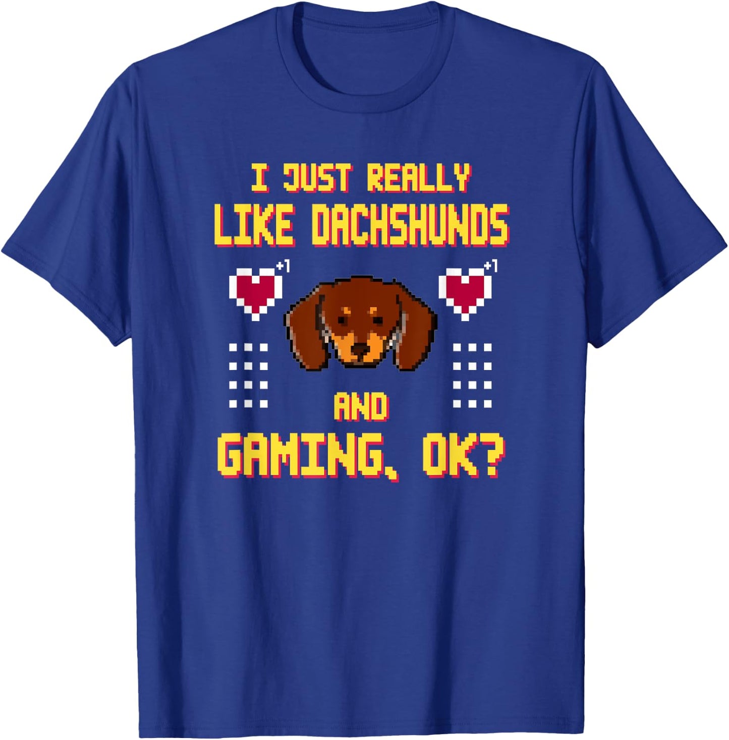 Gamer Dachshund Funny Dog Video Games Funny Gaming Men Women T-Shirt - T-Shirt | Royal