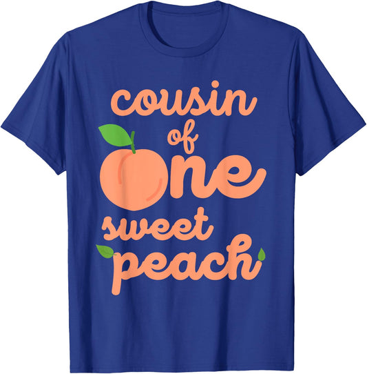 Cousin First Birthday One Sweet Peach Bday Family Matching T-Shirt - T-Shirt | Royal