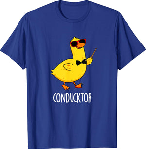 Con-duck-tor Funny Conductor Duck Pun T-Shirt - T-Shirt | Royal