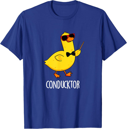Con-duck-tor Funny Conductor Duck Pun T-Shirt - T-Shirt | Royal