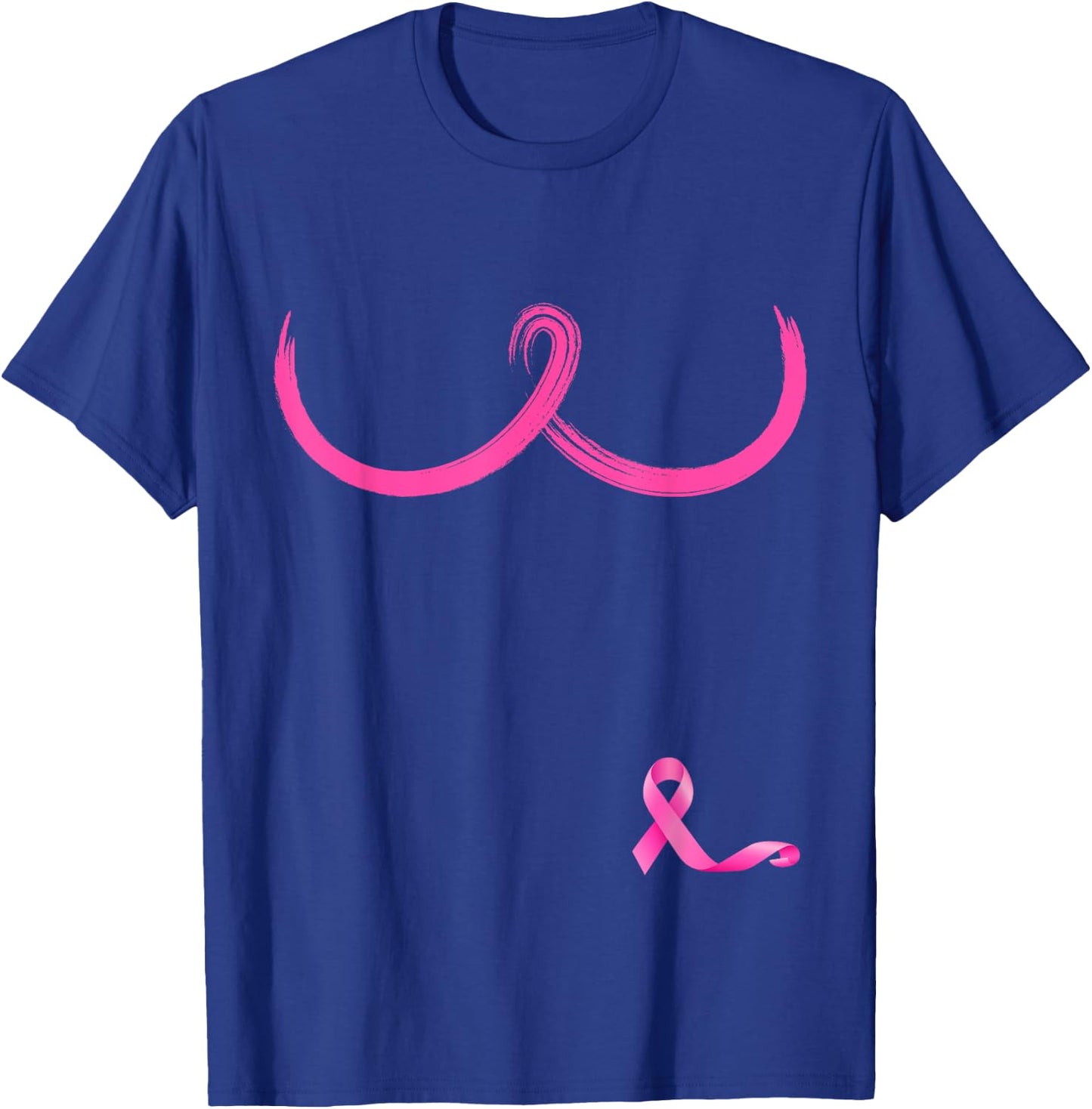 Pink Ribbon Boobs Support Women Breast Cancer Awareness T-Shirt - T-Shirt | Royal