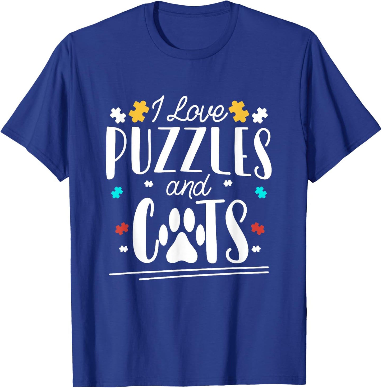 I Love Jigsaw Puzzles And Cats Funny Puzzler Cute Puzzling T-Shirt - T-Shirt | Royal