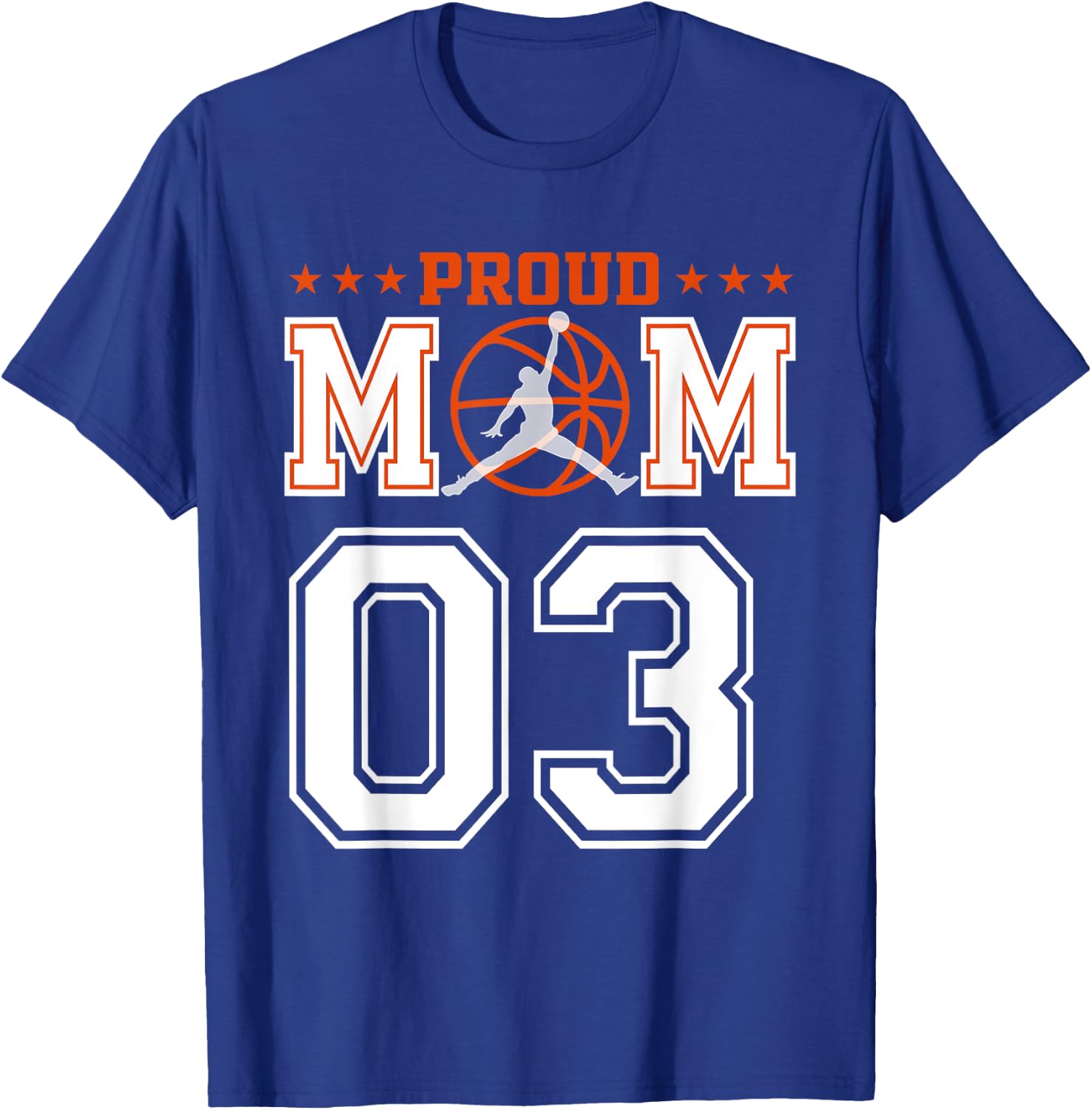 Custom Number 03 Proud Basketball Mom Personalized Sport Lov T-Shirt - T-Shirt | Royal