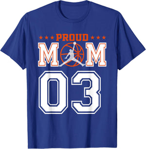 Custom Number 03 Proud Basketball Mom Personalized Sport Lov T-Shirt - T-Shirt | Royal