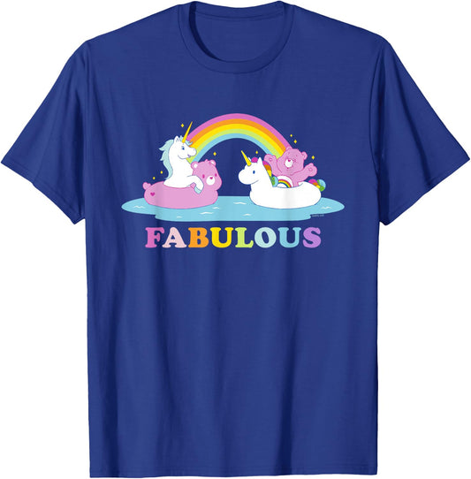 Care Bears Rainbow Fabulous With Cheer Bear And Unicorn T-Shirt - T-Shirt | Royal