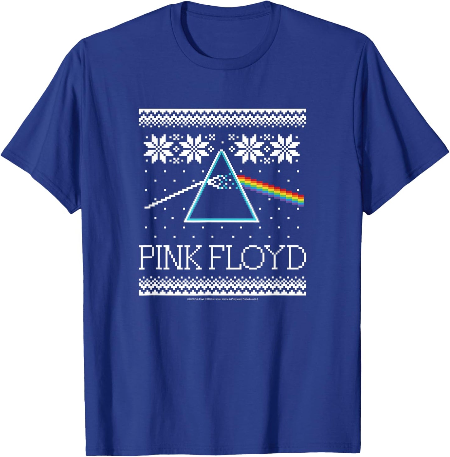 Pink Floyd - The Dark Side Of The Moon Christmas Pattern T-Shirt - T-Shirt | Royal