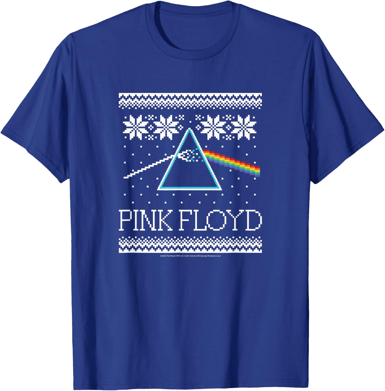Pink Floyd - The Dark Side Of The Moon Christmas Pattern T-Shirt - T-Shirt | Royal