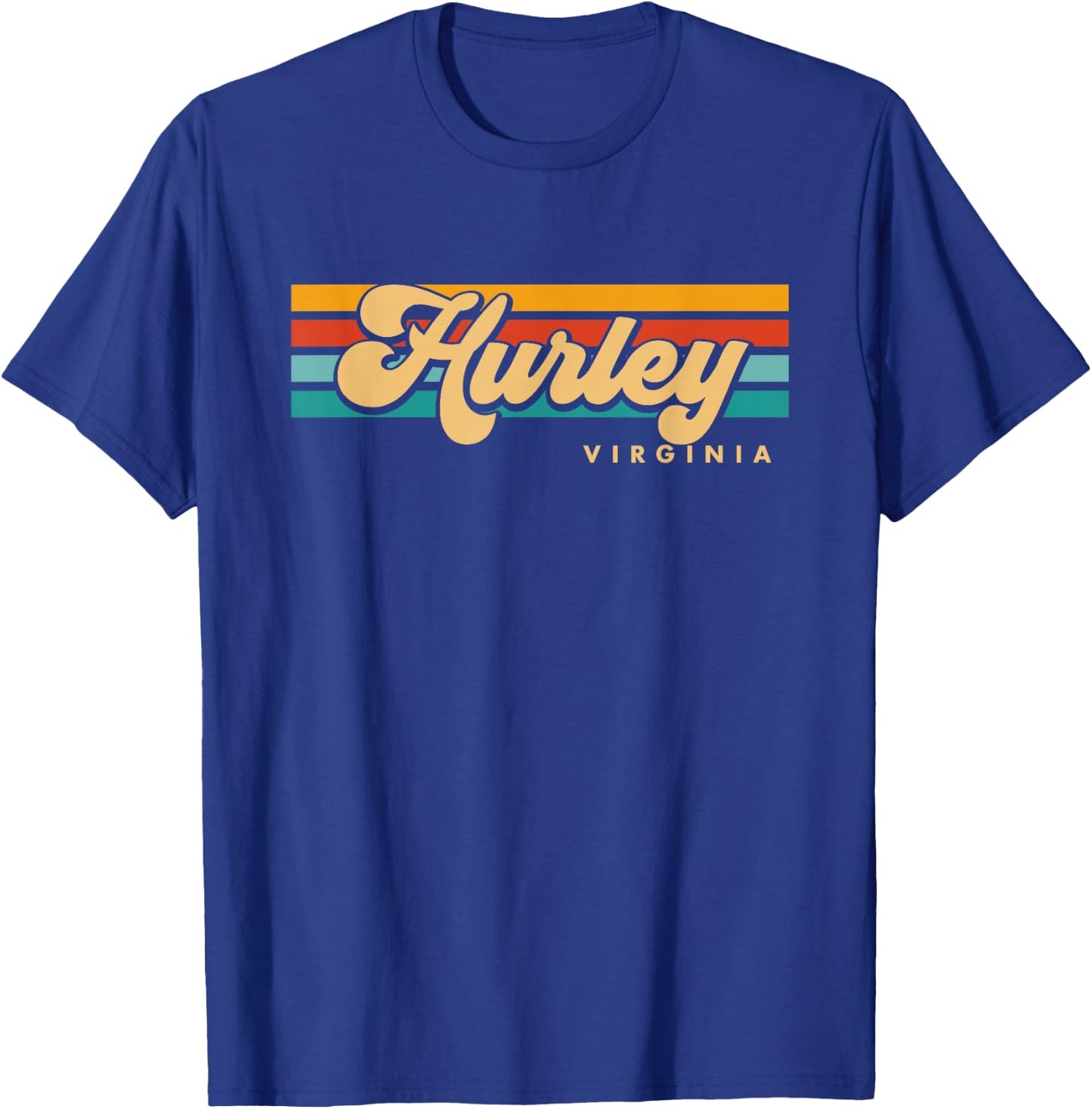 Vintage Sunset Stripes Hurley, Virginia T-Shirt - T-Shirt | Royal