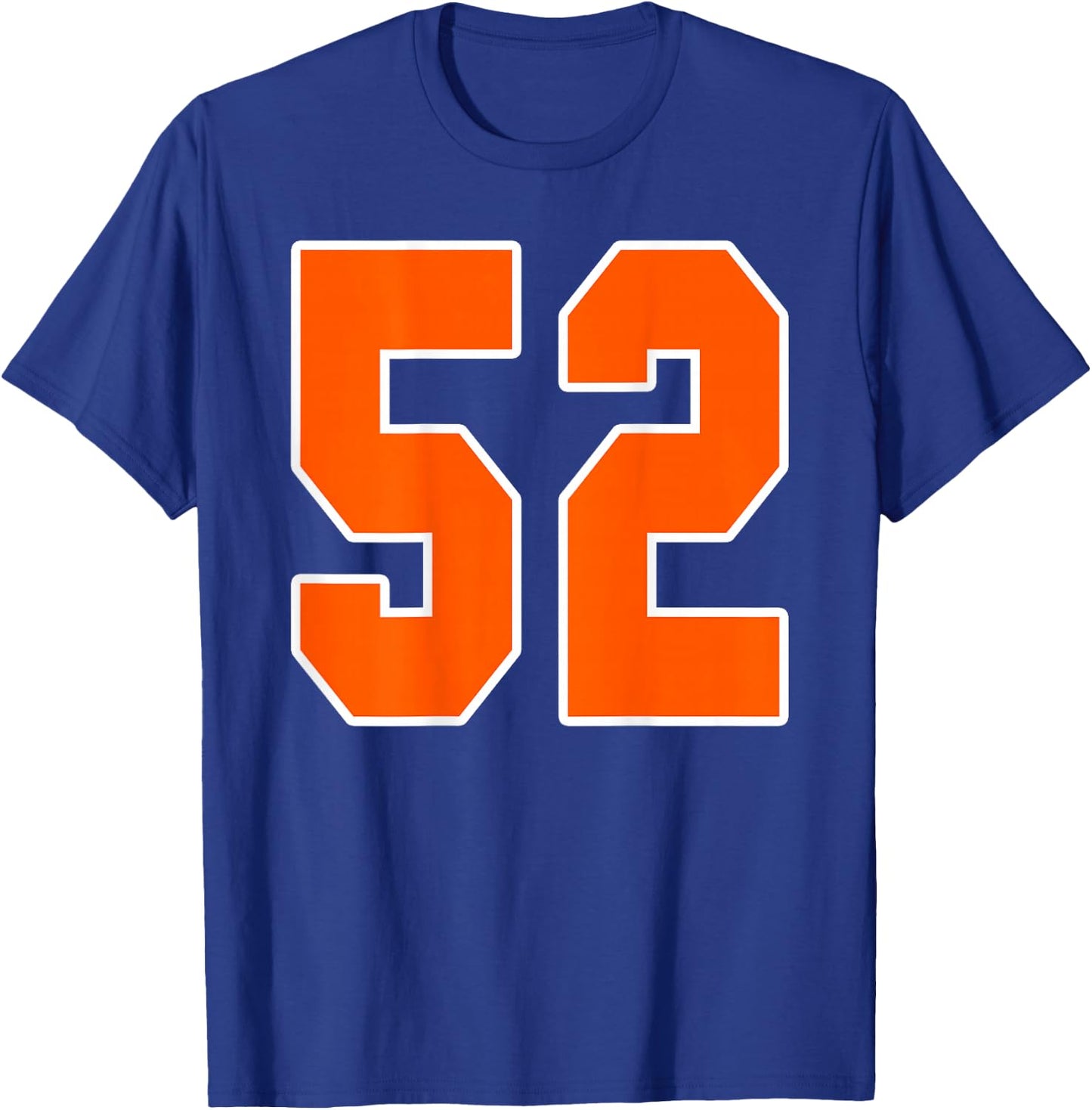 Back Print Orange Sports Block Number 52 For Sports Team T-Shirt - T-Shirt | Royal