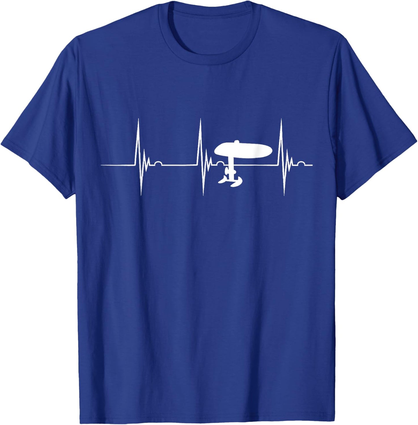 Electric Hydrofoil Surfboard Efoil Heartbeat EKG Pulse Foil T-Shirt - T-Shirt | Royal