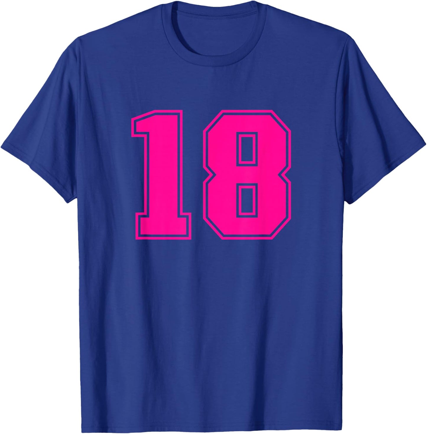 Pink Sports Team Number #18 T-Shirt - T-Shirt | Royal