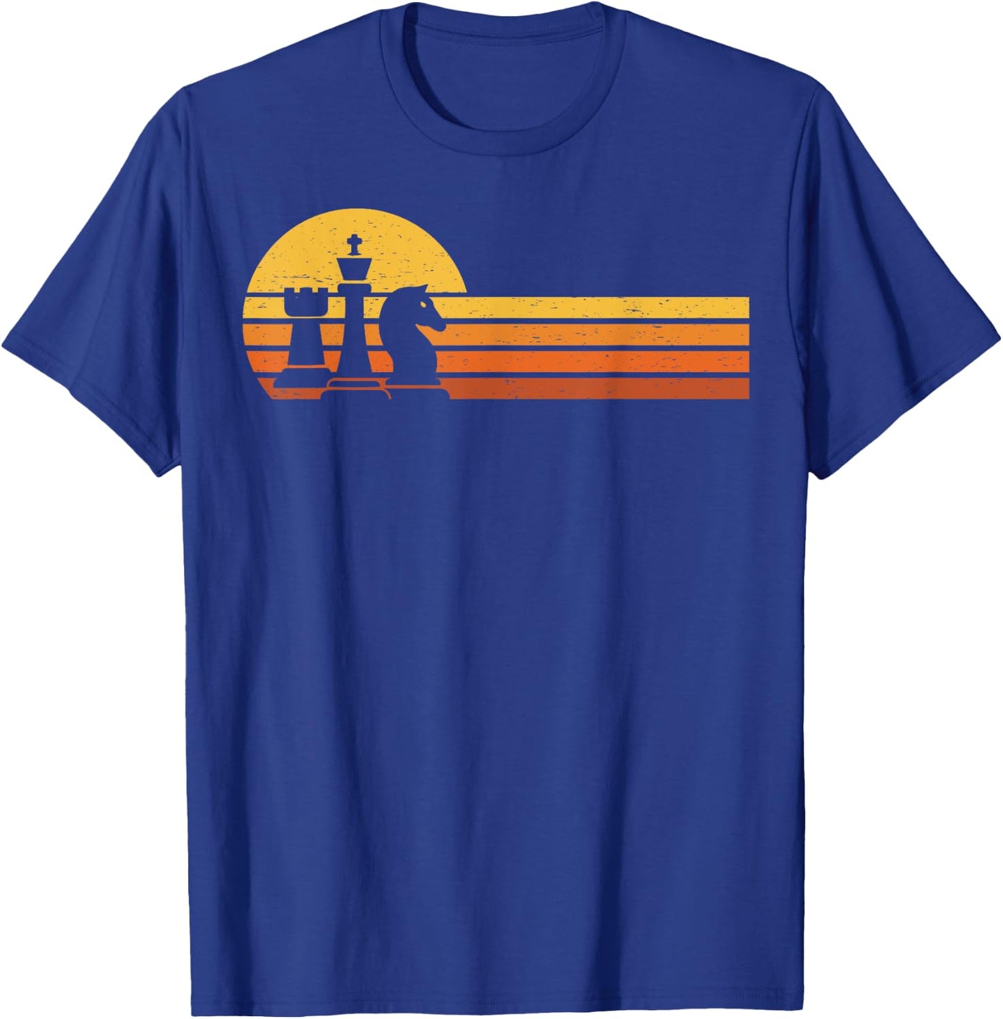 Vintage Chess Player Retro Sunset Design Chess Pieces T-Shirt - T-Shirt | Royal