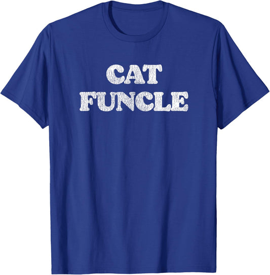 Cat Funcle Funny Distressed Vintage Style 80s T-Shirt - T-Shirt | Royal