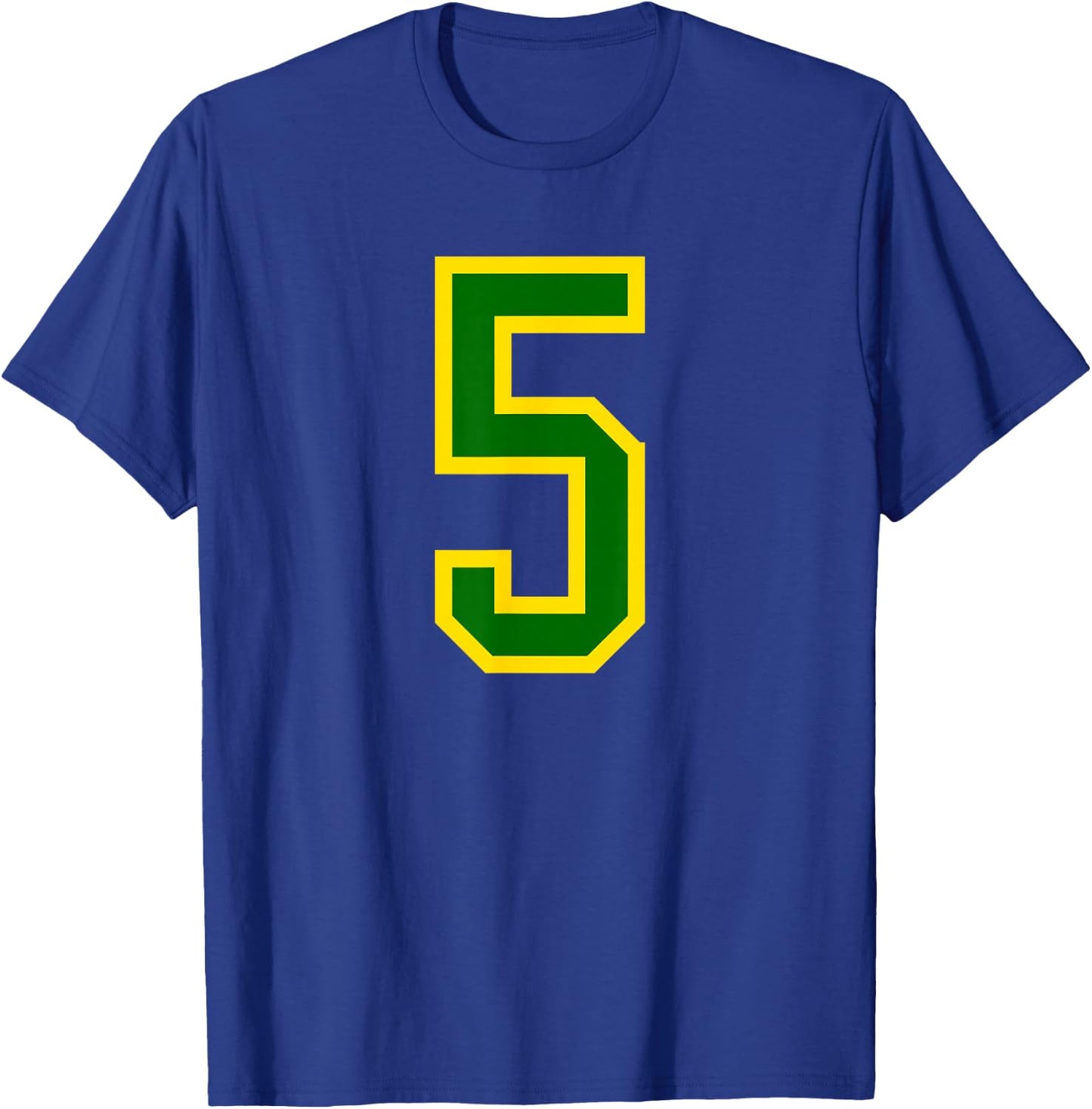 Green Yellow Sports Team Number #5 T-Shirt - T-Shirt | Royal