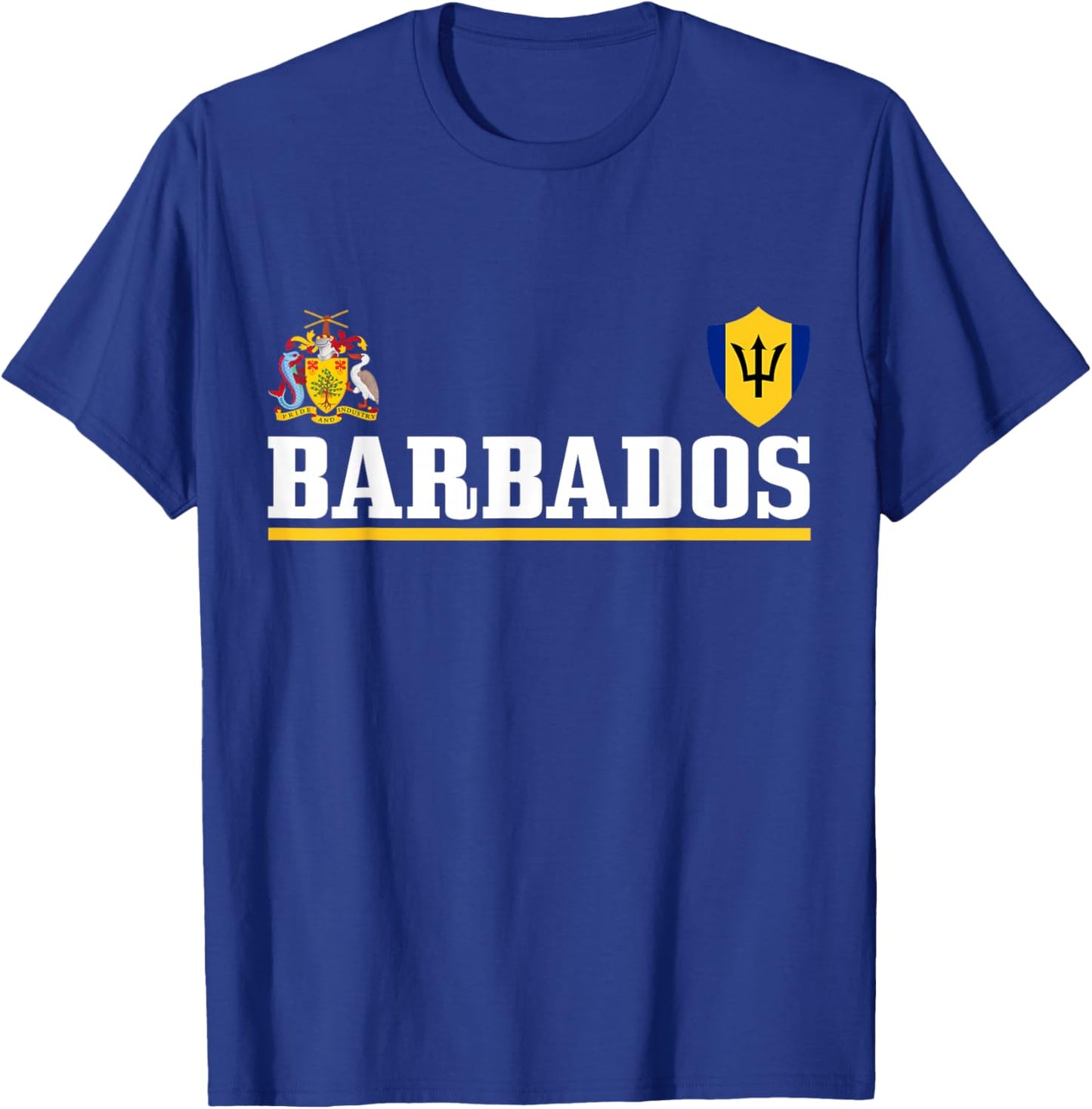 Barbados Heart Pride Soccer Sports Fan Jersey Bajan Flag T-Shirt - T-Shirt | Royal
