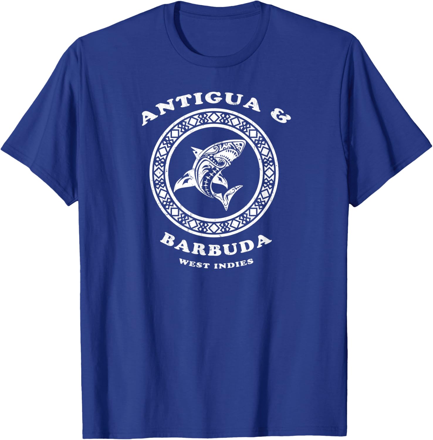 Antigua & Barbuda, West Indies Vintage Tribal Shark Vacation T-Shirt - T-Shirt | Royal