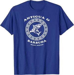 Antigua & Barbuda, West Indies Vintage Tribal Shark Vacation T-Shirt - T-Shirt | Royal