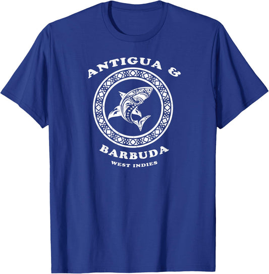 Antigua & Barbuda, West Indies Vintage Tribal Shark Vacation T-Shirt - T-Shirt | Royal