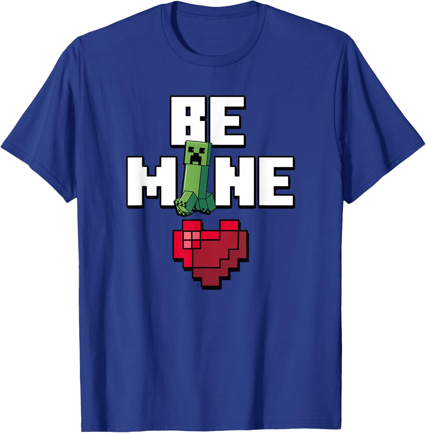 Minecraft Valentine's Day Creeper Be Mine Heart Small T-Shirt - T-Shirt | Royal